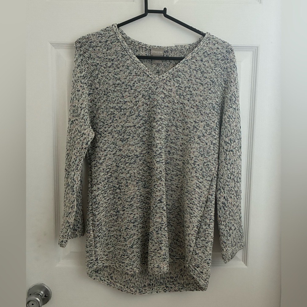 CHICOS multicolored v neck sweater